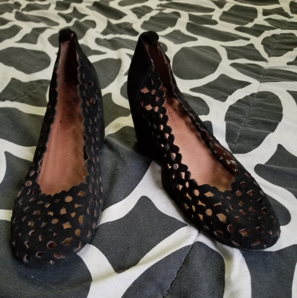 Jeffrey Campbell Floral Wedges Size 8.5 Black